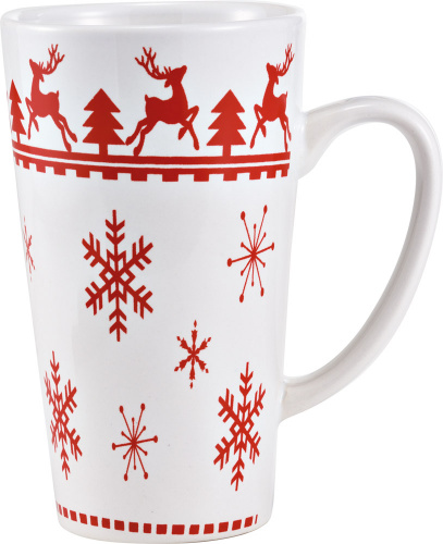 Mug alta bianca con fiocchi di neve