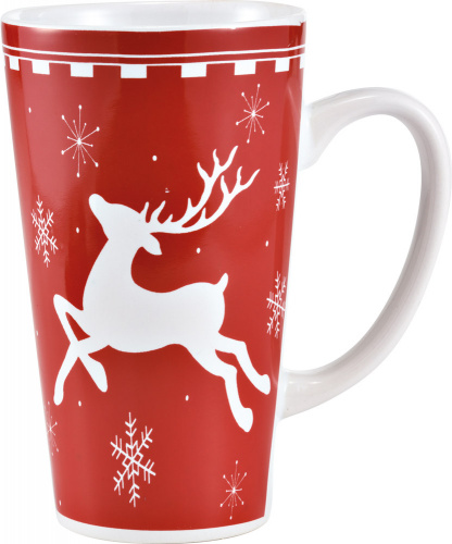 Mug rossa con fiocchi di neve
