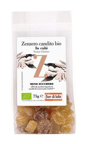 Zenzero candito cubi a ridotto contenuto di zuccheri