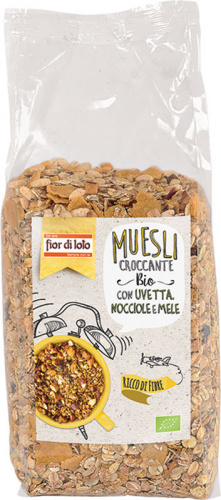 Muesli croccante con uvetta, nocciole e mele