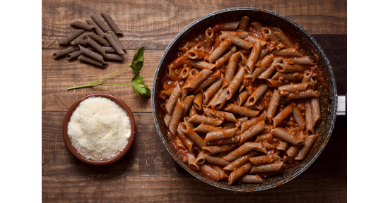 PASTA AL GRANO SARACENO CON RAGU' VEG AL GRANULARE DI SOIA