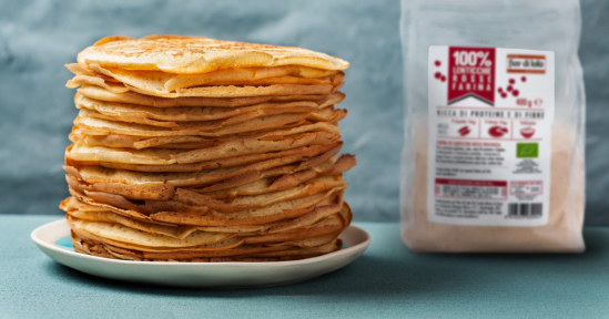 Crêpes con farina proteica di lenticchie rosse e rosmarino